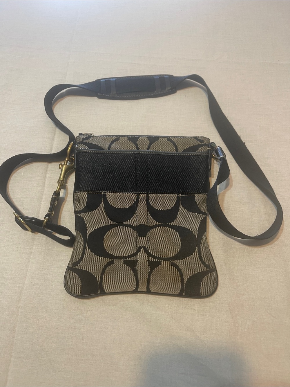 Coach Signature Crossbody in Khaki and Black